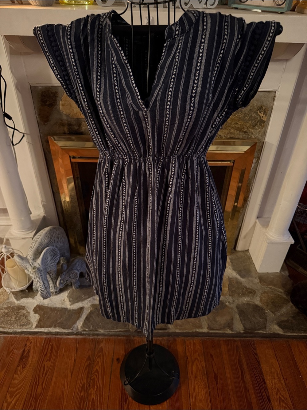 Sweet Wanderer Navy and White Striped Mini Dress